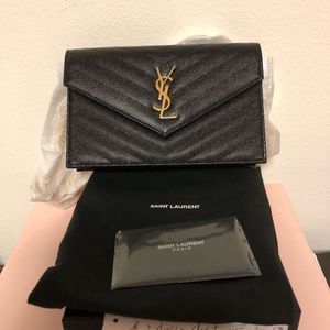 Brand New YSL Small Envelope Black Gold Hw